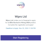 Wipro Elite Exclusive Hiring 2024 For Project Engineer- Bachelor's/Master's Degree