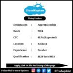 Cloudkaptan Off-campus Drive 2024 hiring Apprenticeship | BE/B-Tech/MCA