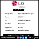 LG Soft India Hiring 2024 For Java/Android Developer