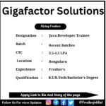 Gigafactor Solutions Off-campus Drive 2024 hiring Java Developer Trainee | BE/B-Tech