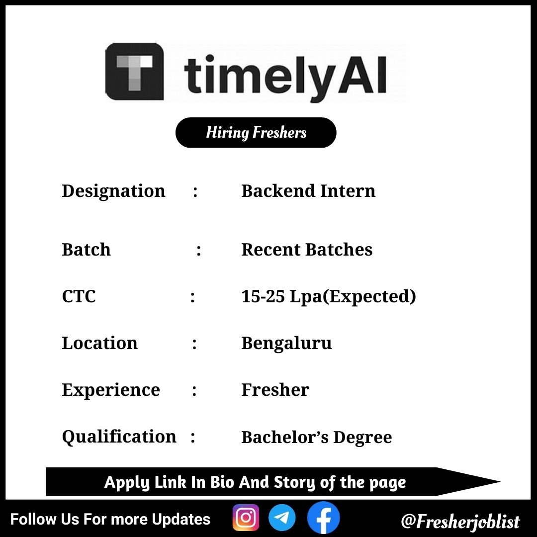 TimelyAI Off-campus Drive 2024 hiring BackEnd Intern