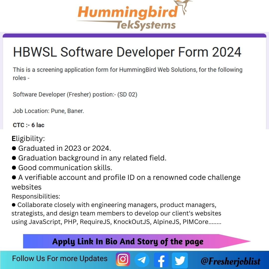 Hummingbird Web Solutions Off-campus Drive 2024