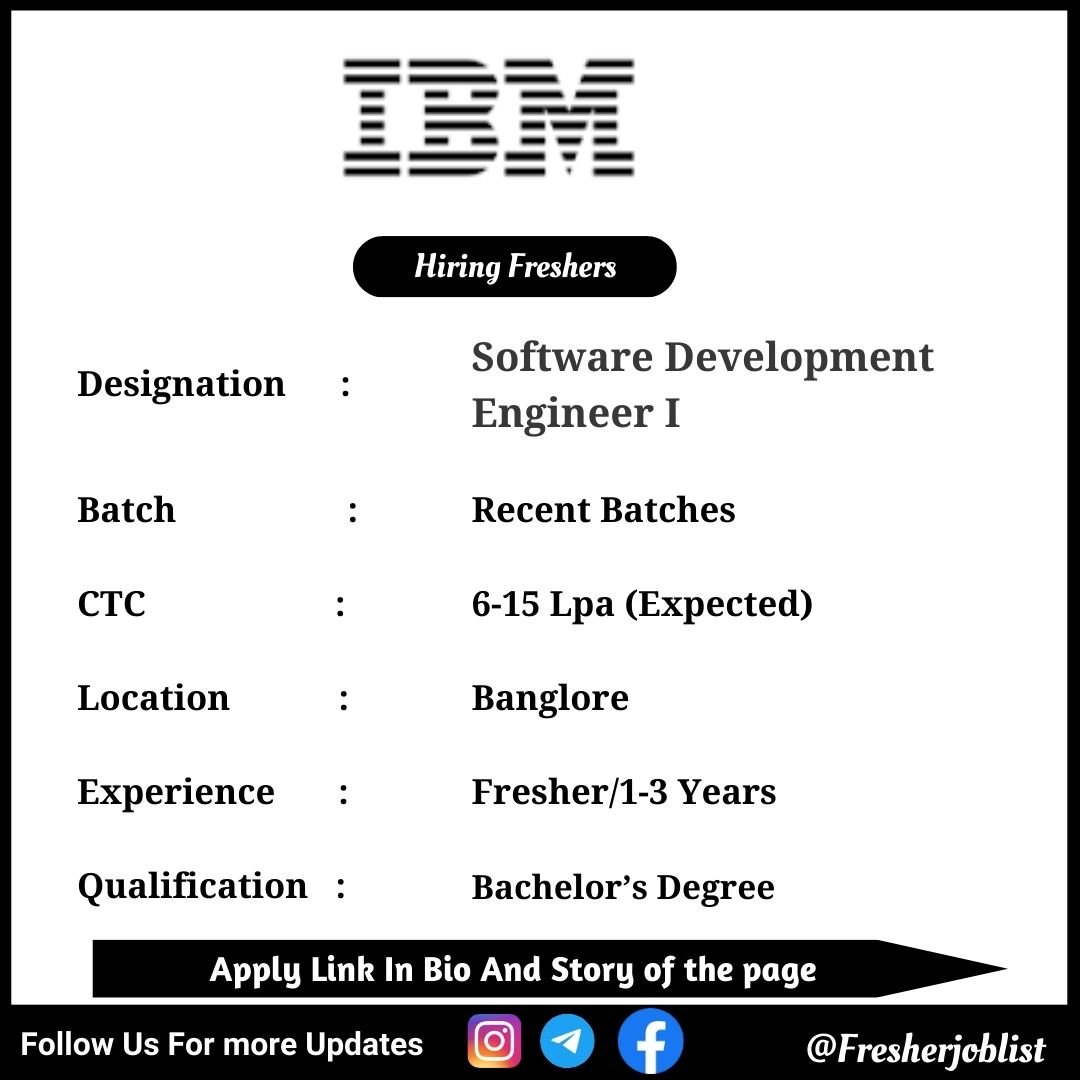 IBM Off-campus Drive 2024 hiring Software Development Engineer I