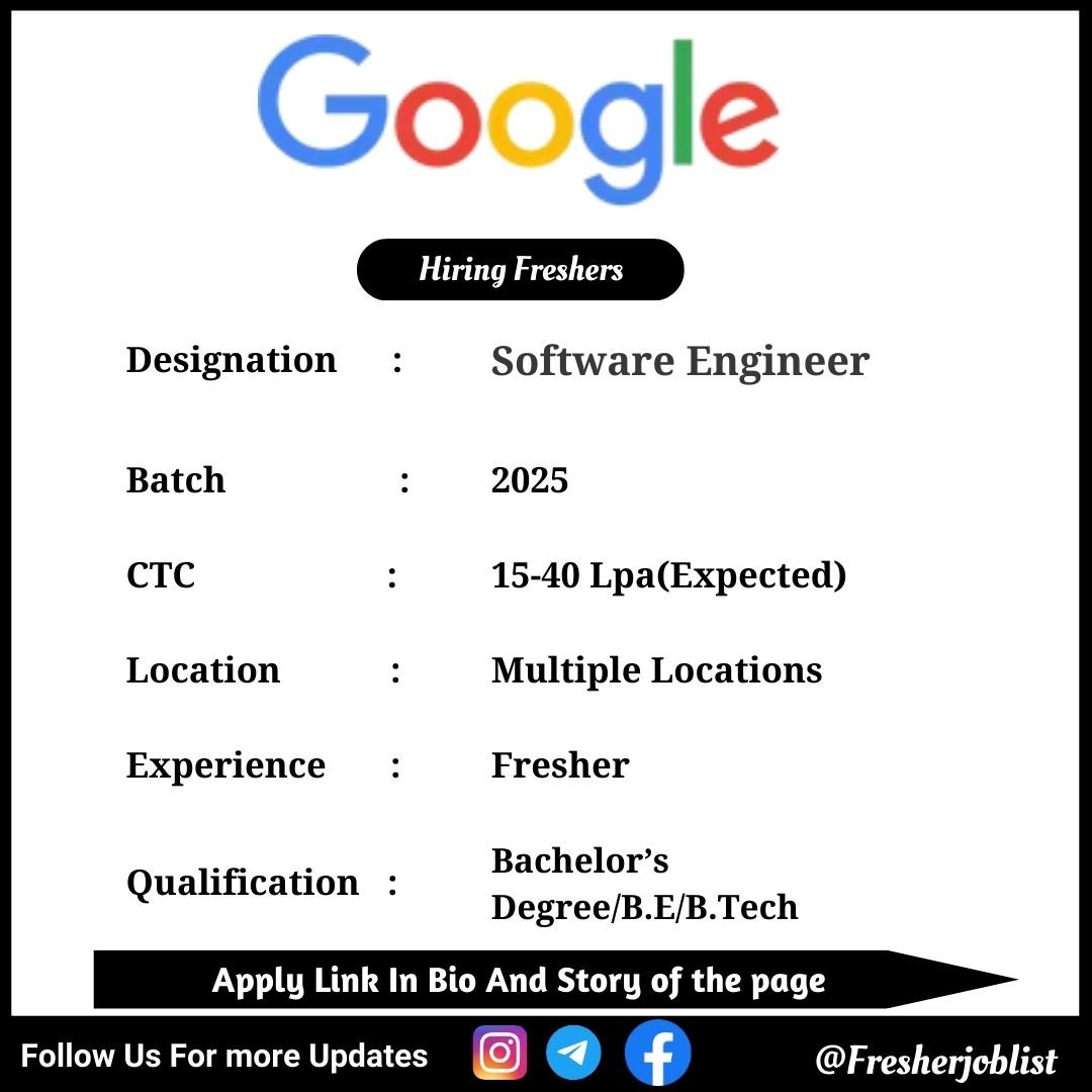 Google Off-campus Drive 2025 hiring Software Engineer| BE/B-Tech