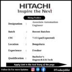 Hitachi Off-campus Drive 2024 hiring Associate Automation Engineer | BE/B-Tech