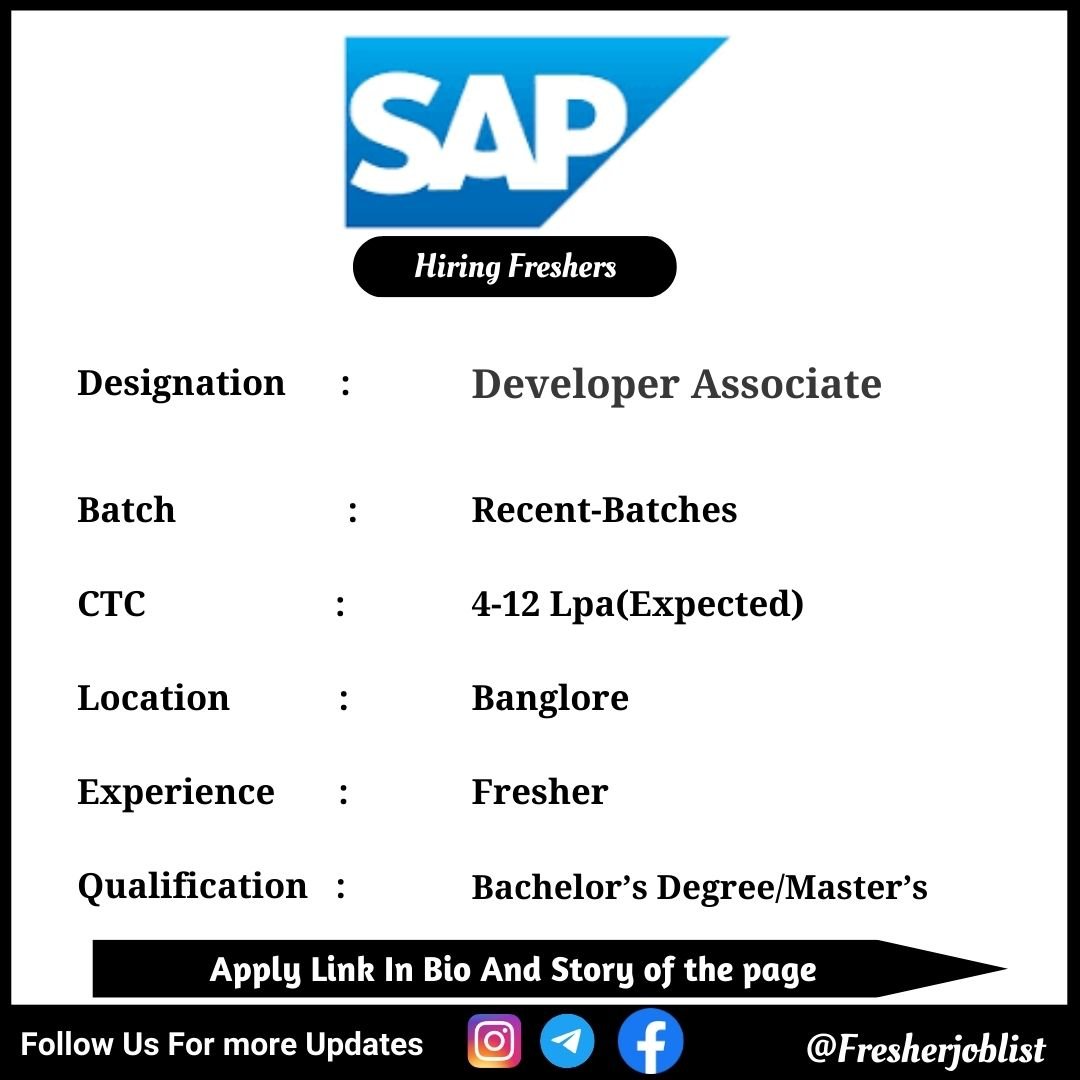 SAP Off-campus Drive 2024 hiring Developer Associate