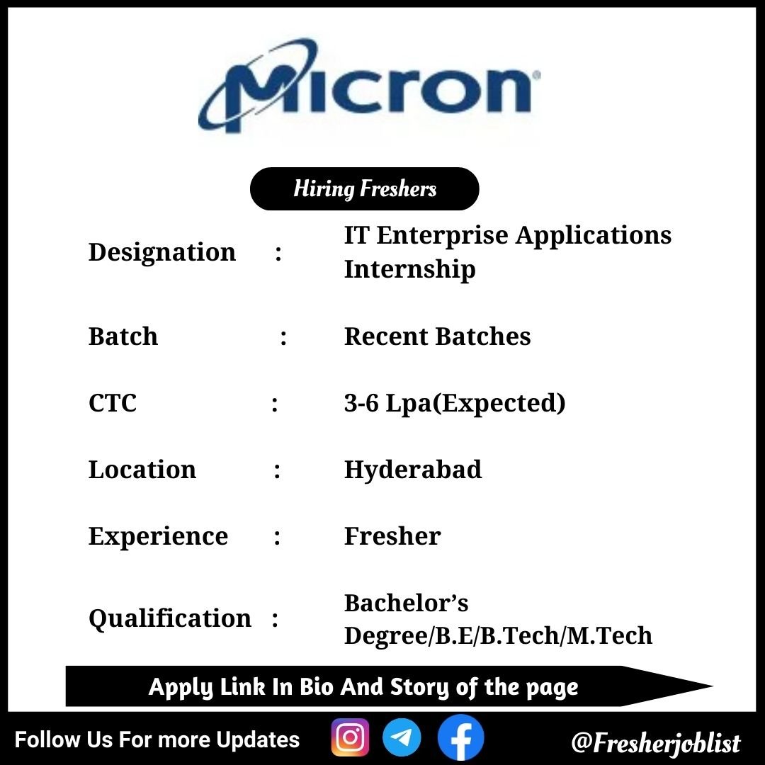 Micron Off-campus Drive 2024 hiring IT Enterprise Applications Internship