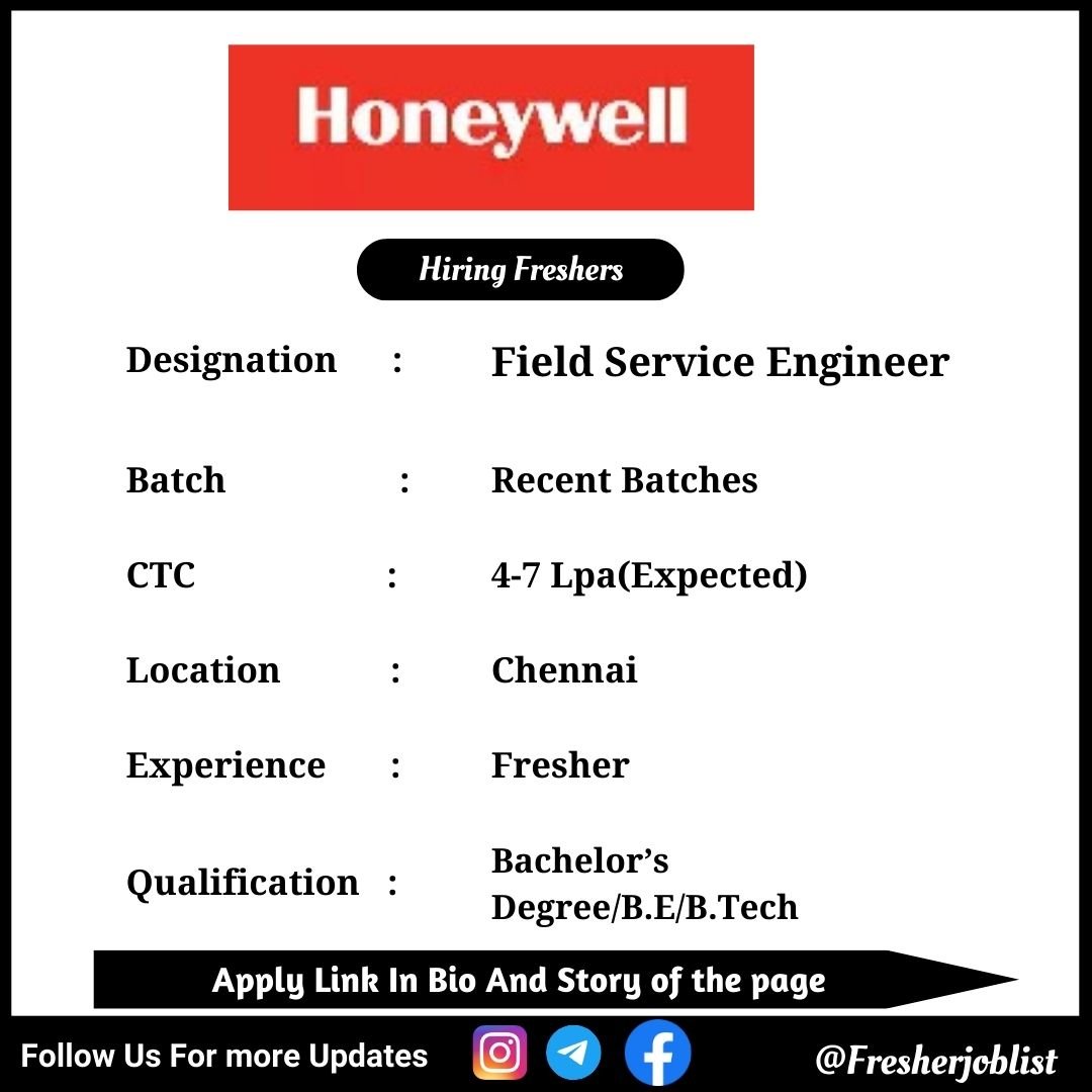 Honeywell Off-campus Drive 2024 hiring Field Service Engineer