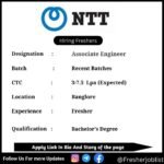 NTT Off-campus Drive 2024 hiring Associate Engineer