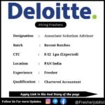 Deloitte Off-campus Drive 2024 hiring Associate Solution Advisor