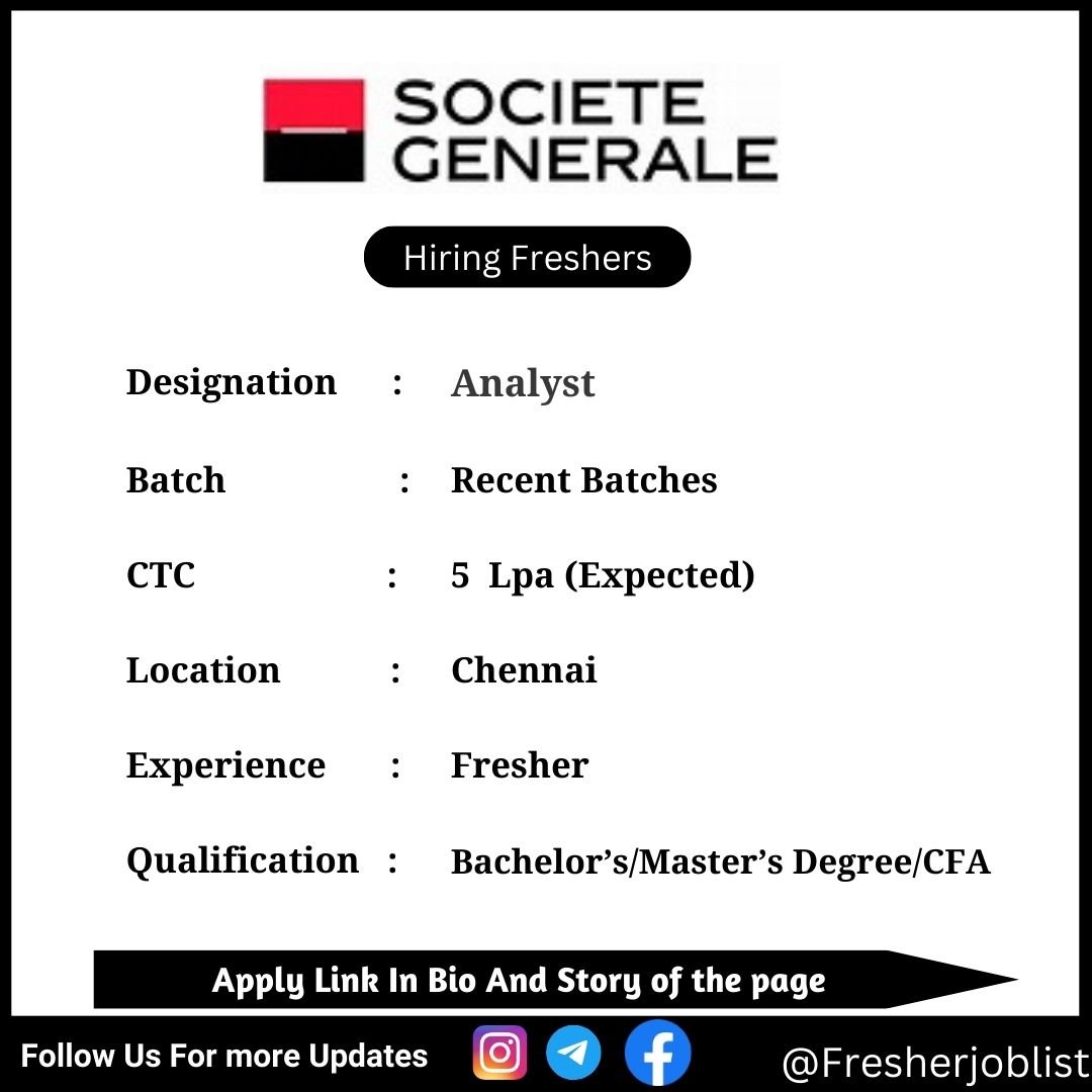 Societe Generale Off-campus Drive 2024 hiring Analyst