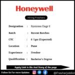 Honeywell  Off-campus Drive 2024 hiring Systems Engr I