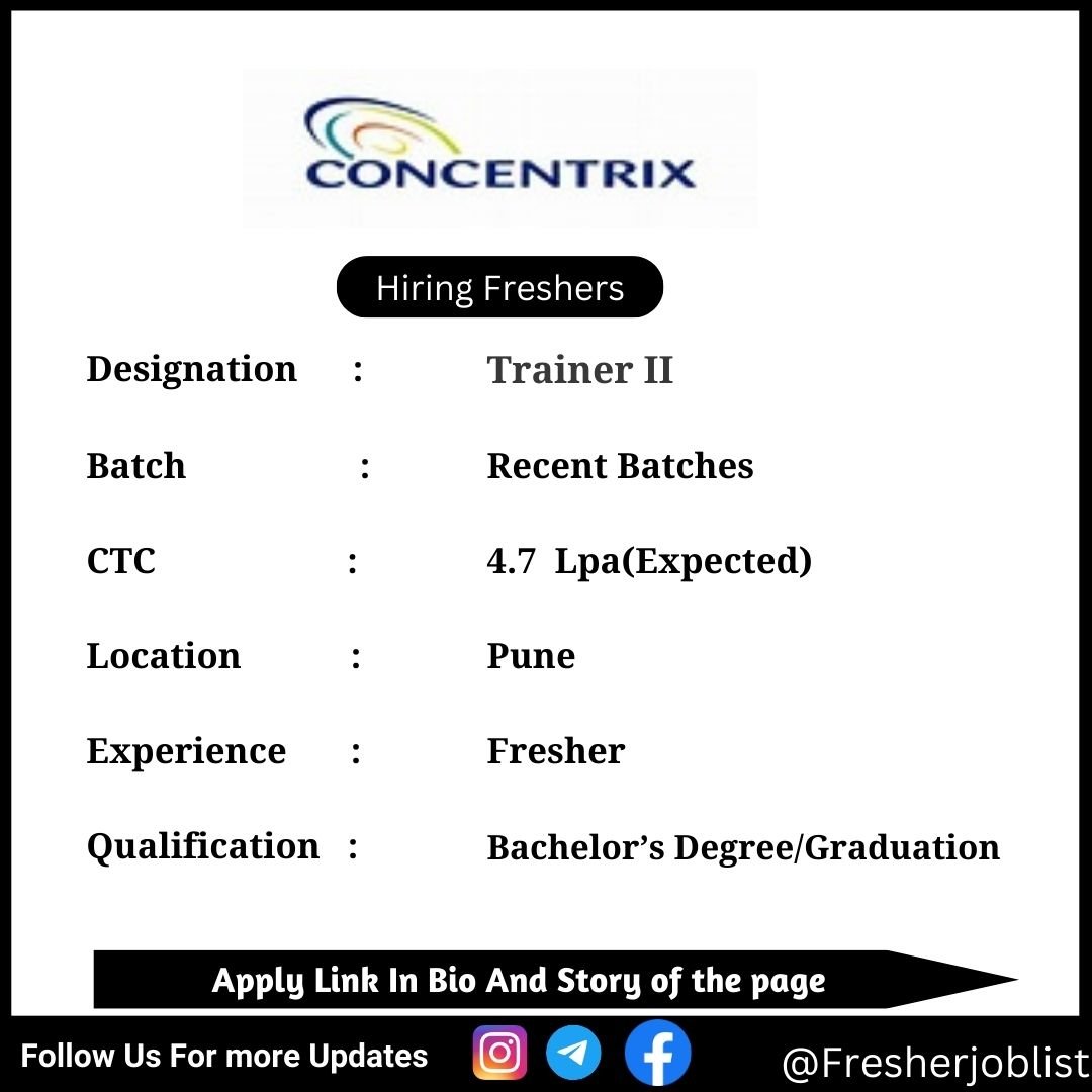 Concentrix Off-campus Drive 2024 hiring Trainer II