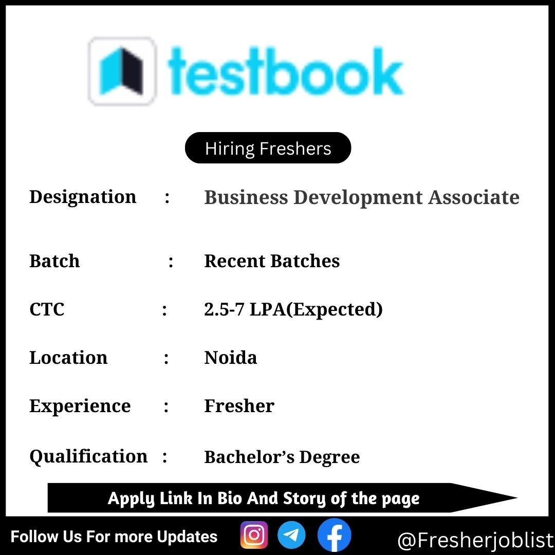 Testbook Off-campus Drive 2024 hiring Business Development Associate