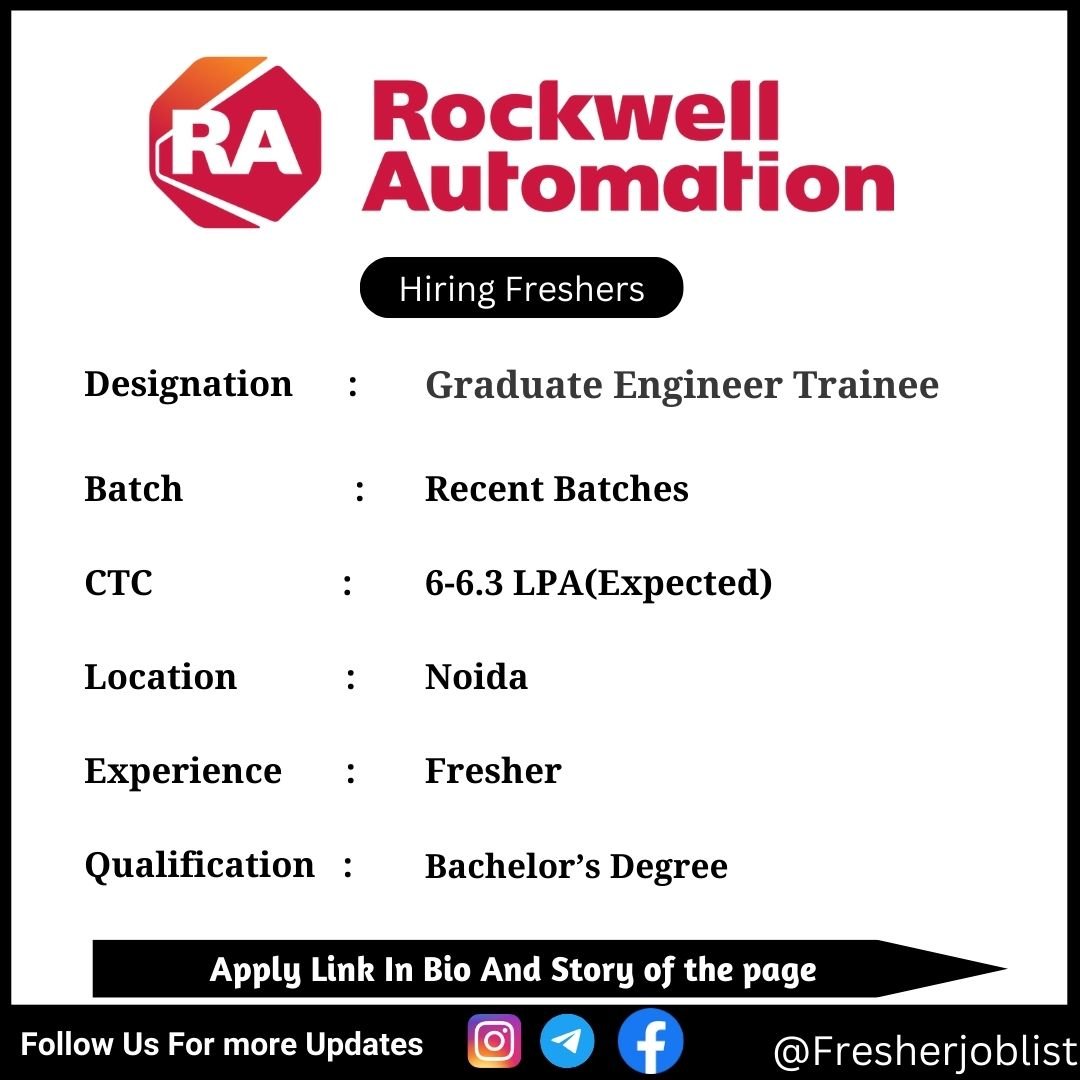 Rockwell Automation Off-campus Drive 2024 hiring Graduate Engineer Trainee