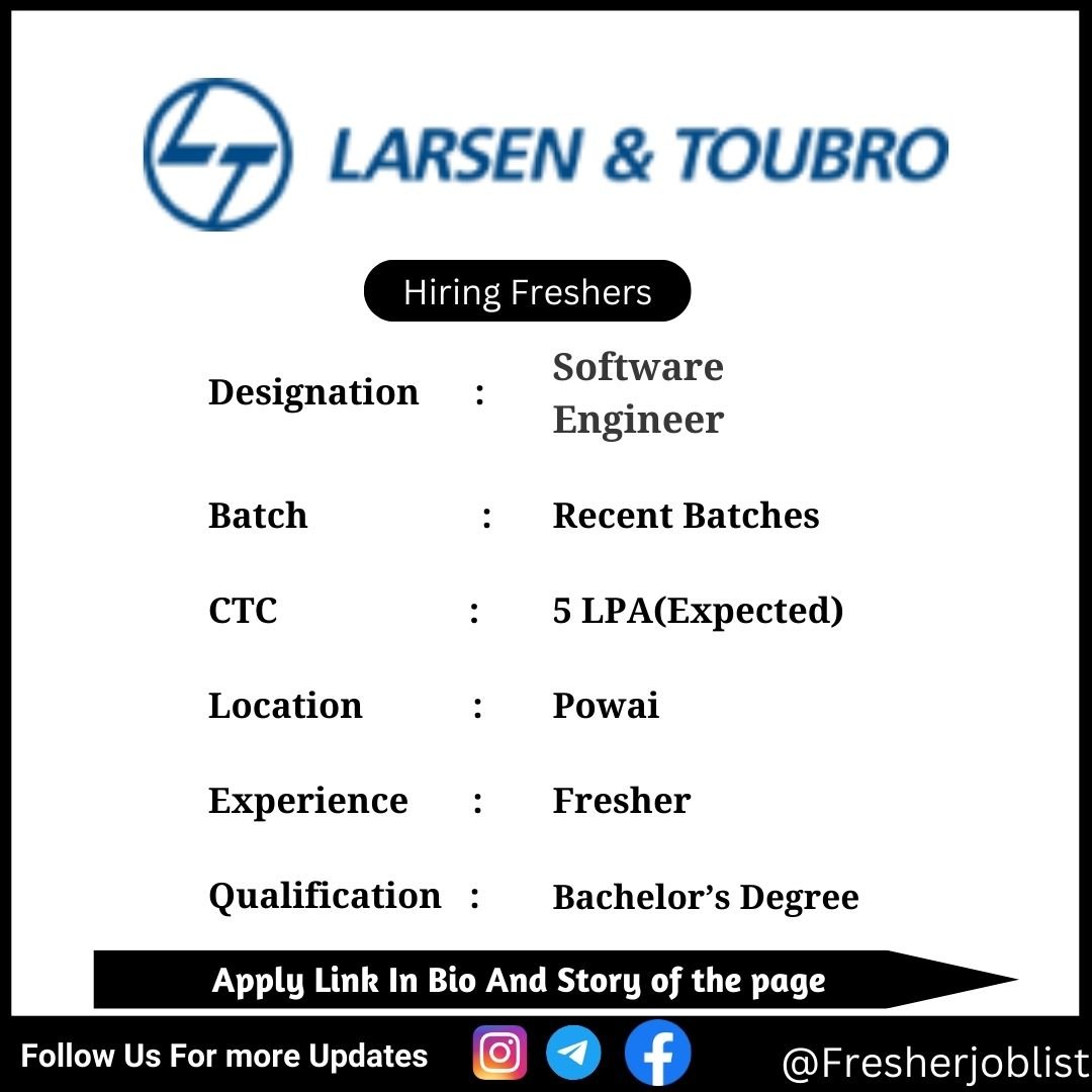 Larsen&Toubro Off-campus Drive 2024 hiring Software Engineer