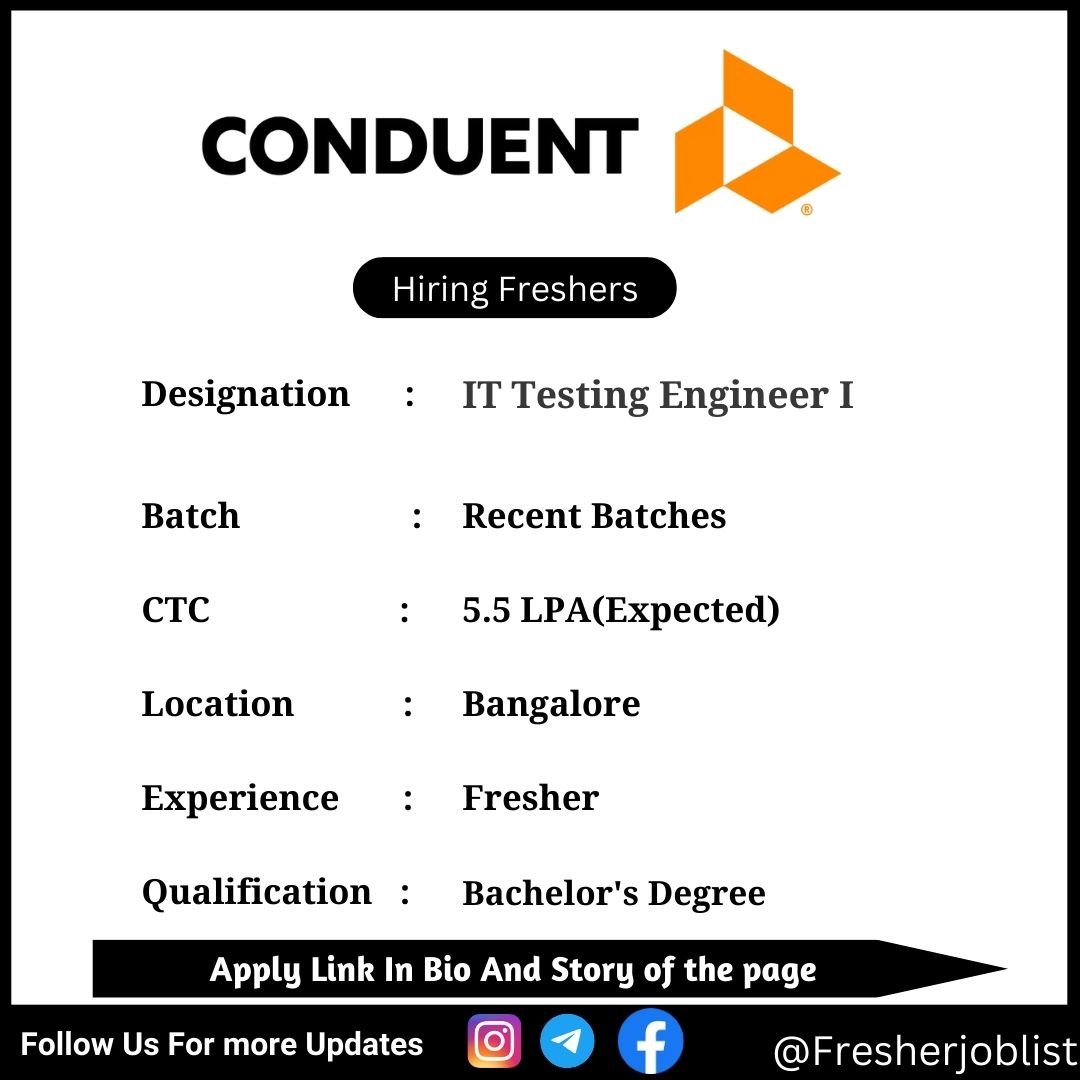 Conduent  Off-campus Drive 2024 hiring IT Testing Engineer I