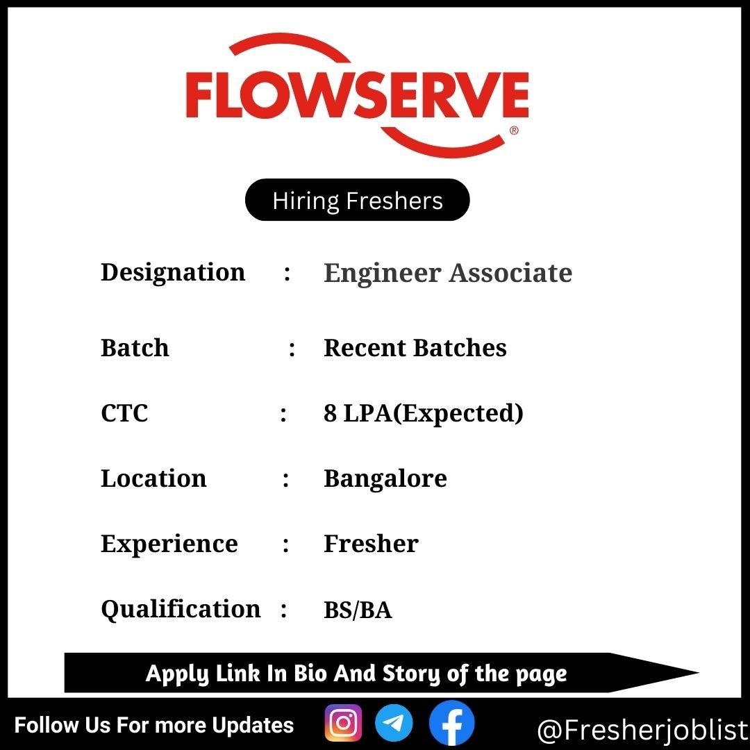 Flowserve Off-campus Drive 2024 hiring Engineer Associate