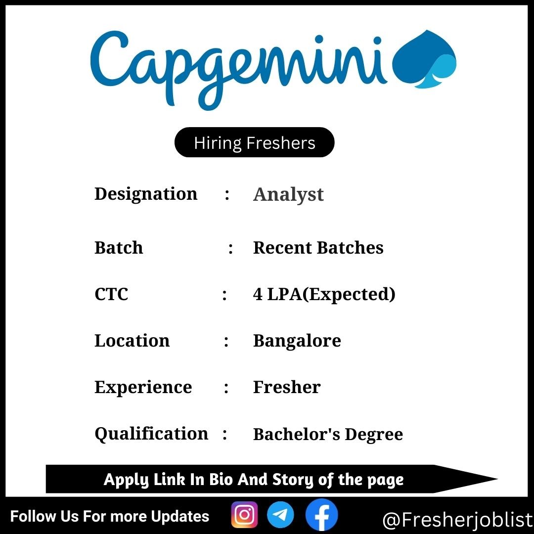 Capgemini Off-campus Drive 2024 hiring for Analyst