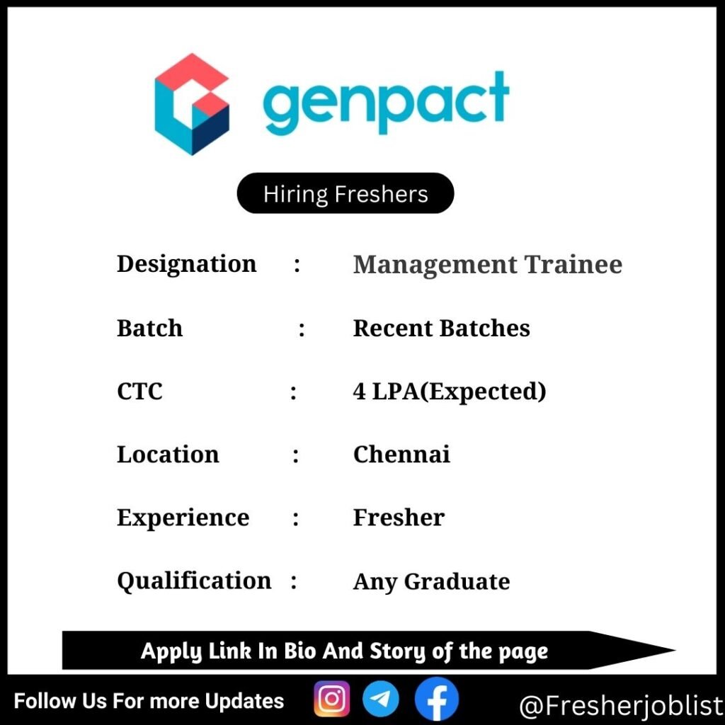 Genpact Off Campus Drive 2024 Hiring Management Trainee BE B Tech Fresher Job List