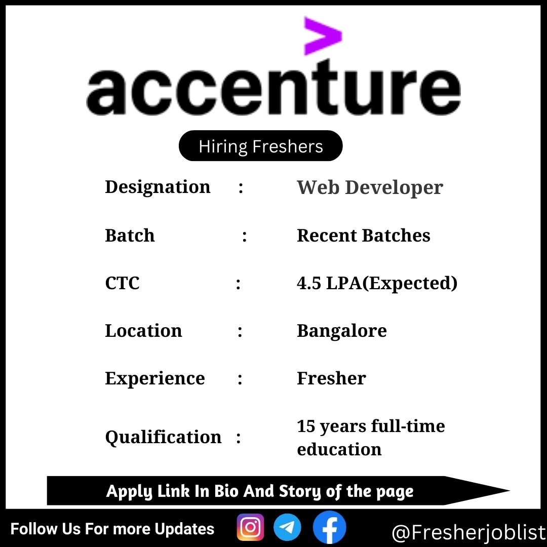 Accenture Off-campus Drive 2024 hiring Web Developer