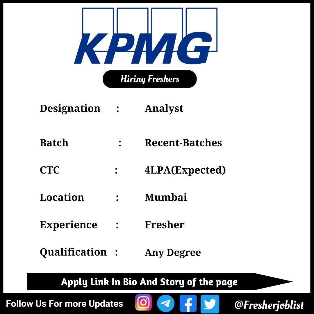 KPMG Off-campus Drive 2024 hiring Analyst