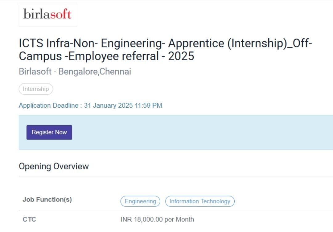 Birlasoft Hiring Drive 2025 For Non-Engineering Apprentice Internship | BCA/BSC