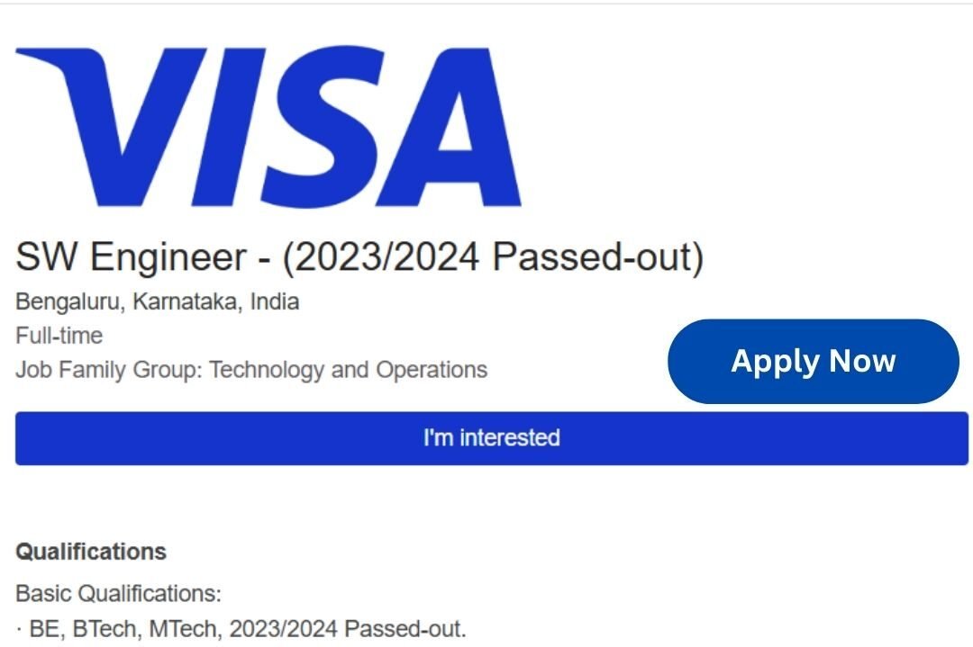 VISA Off-campus Drive 2025 hiring Software Engineer