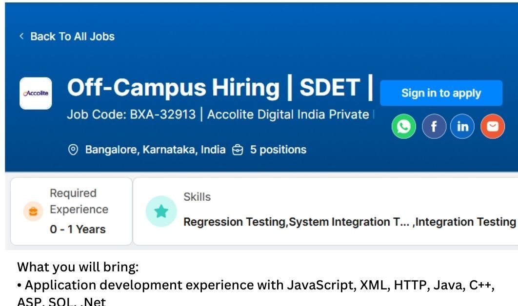 Accolite Off-campus Drive 2025 hiring Software Development Engineer Trainee