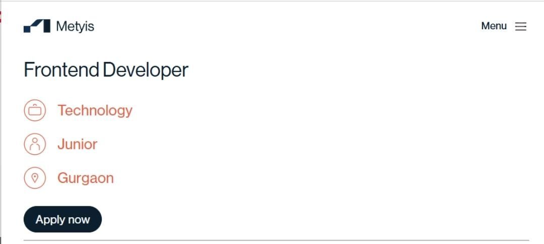 Metyis Off-campus Drive 2025 hiring Frontend Developer