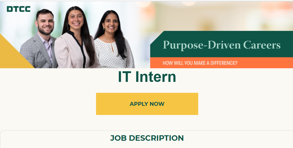 DTCC Off-campus Drive 2025 hiring IT Intern | Bachelor's Degree