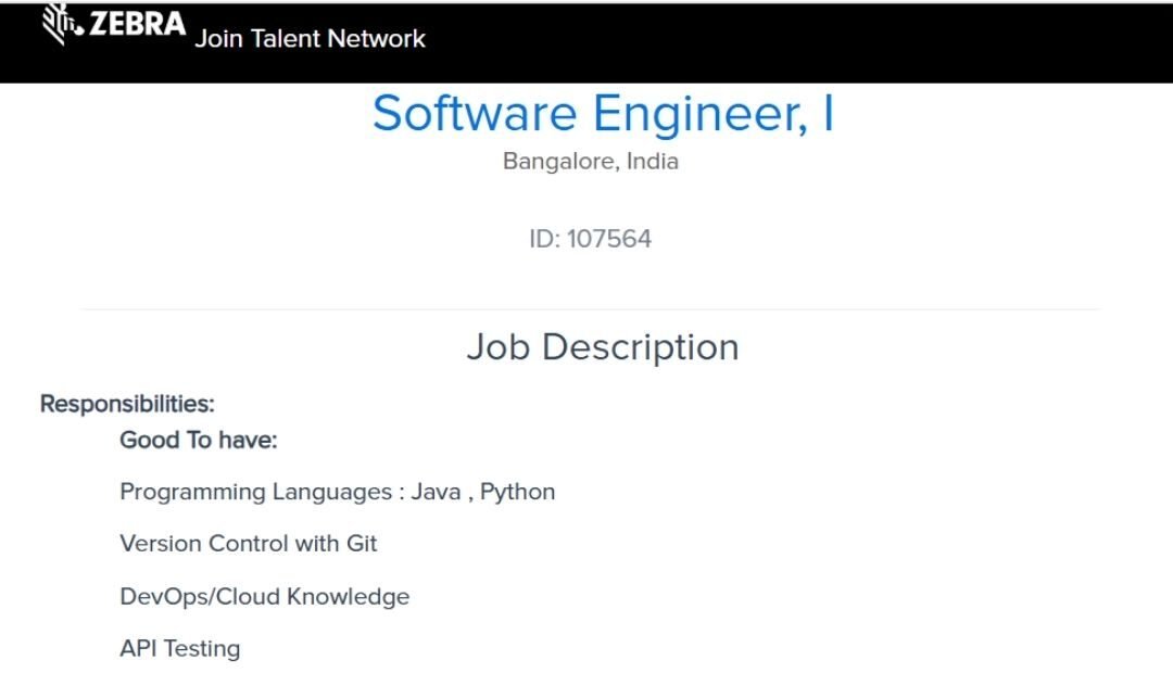 Zebra Technologies Off-campus Drive 2025 hiring Software Engineer | BE/B-Tech/Bachelor's Degree