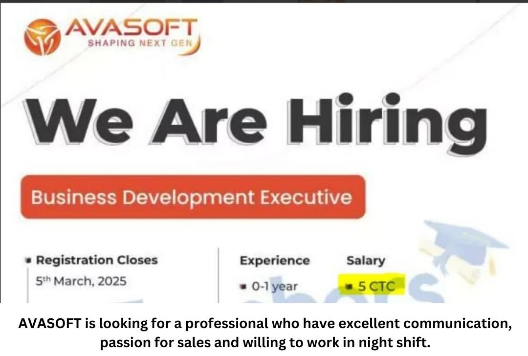 Avasoft Off-campus Drive 2025 hiring Business Development Executive | Any Graduate