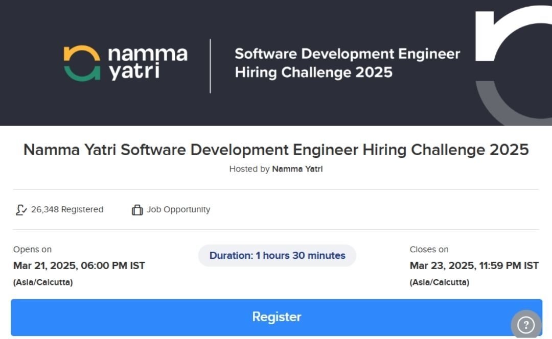 Namma Yatri Off-campus Drive 2025 hiring Software Development Engineer