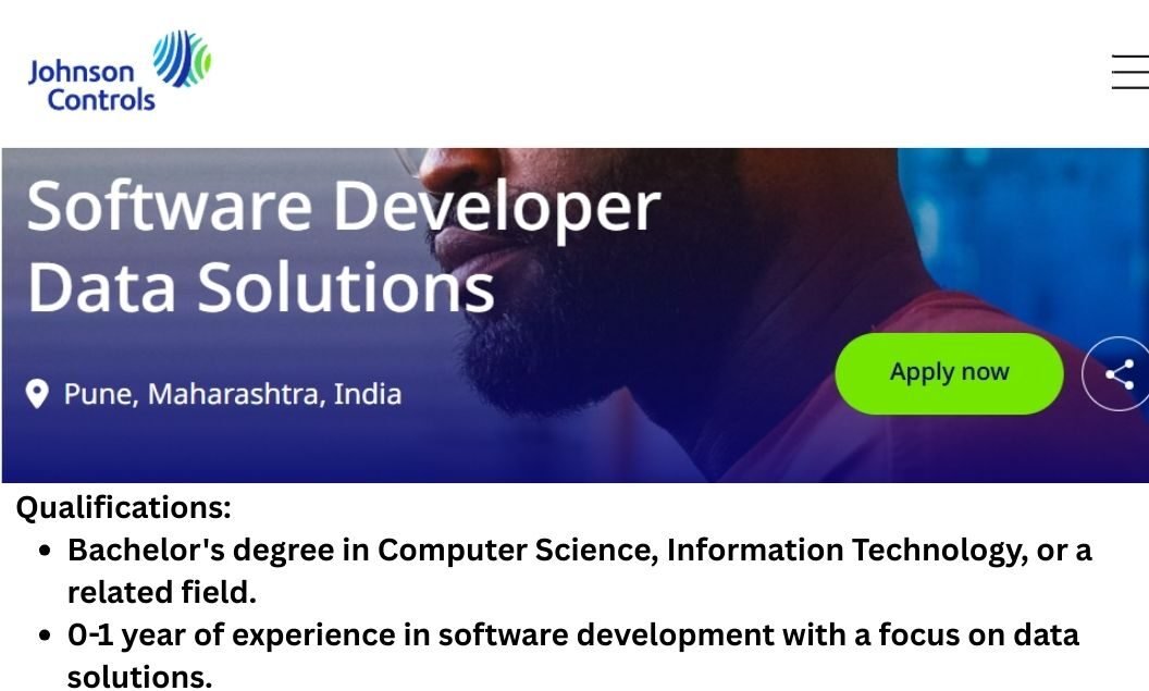 Johnson Controls Off-campus Drive 2025 hiring Software Developer| Bachelor's Degree
