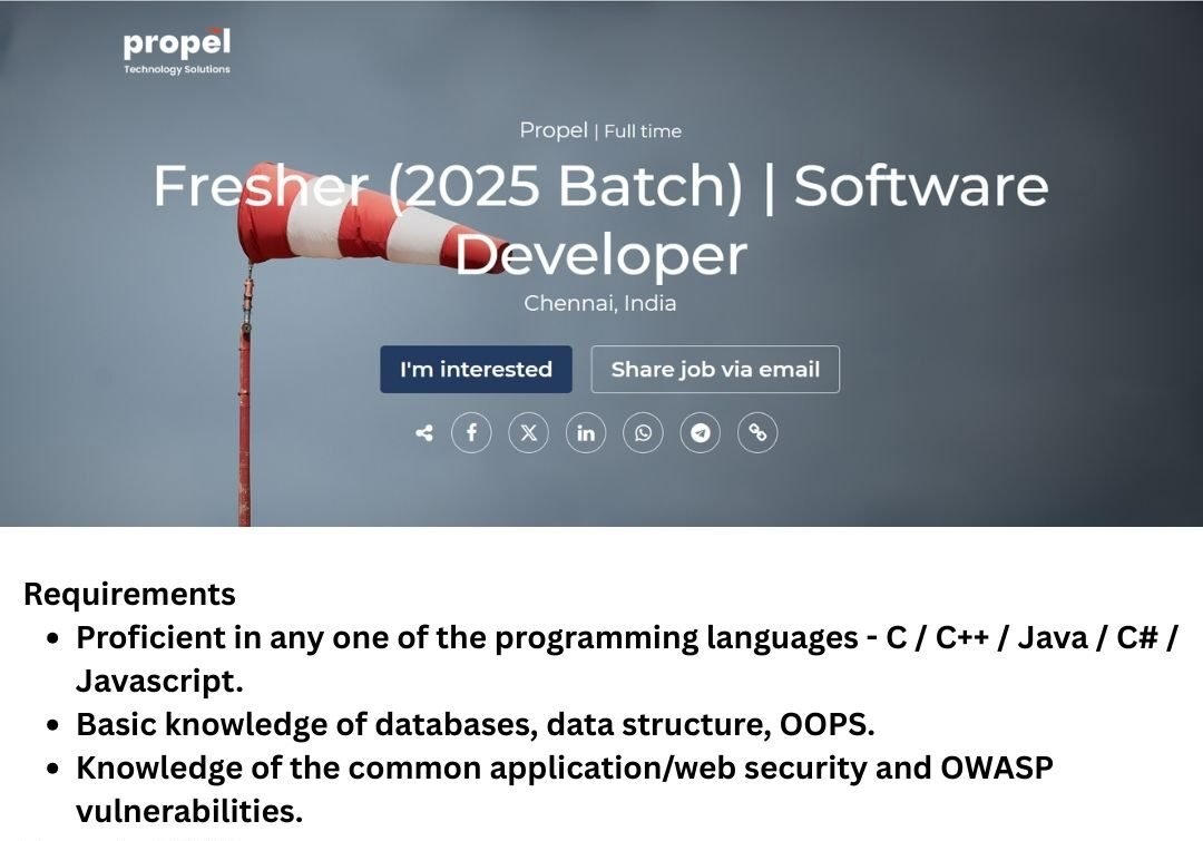 Propel Off-campus Drive 2025 hiring Software Developer| BE/B-Tech