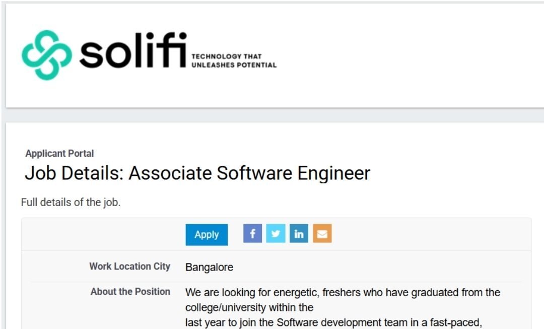 Solifi Off-campus Drive 2025 hiring Associate Software Engineer | Bachelor's Degree