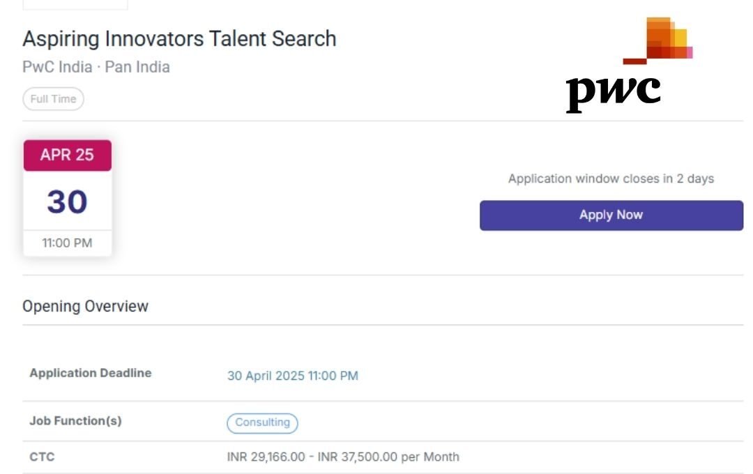 PwC – Aspiring Innovators Talent Search