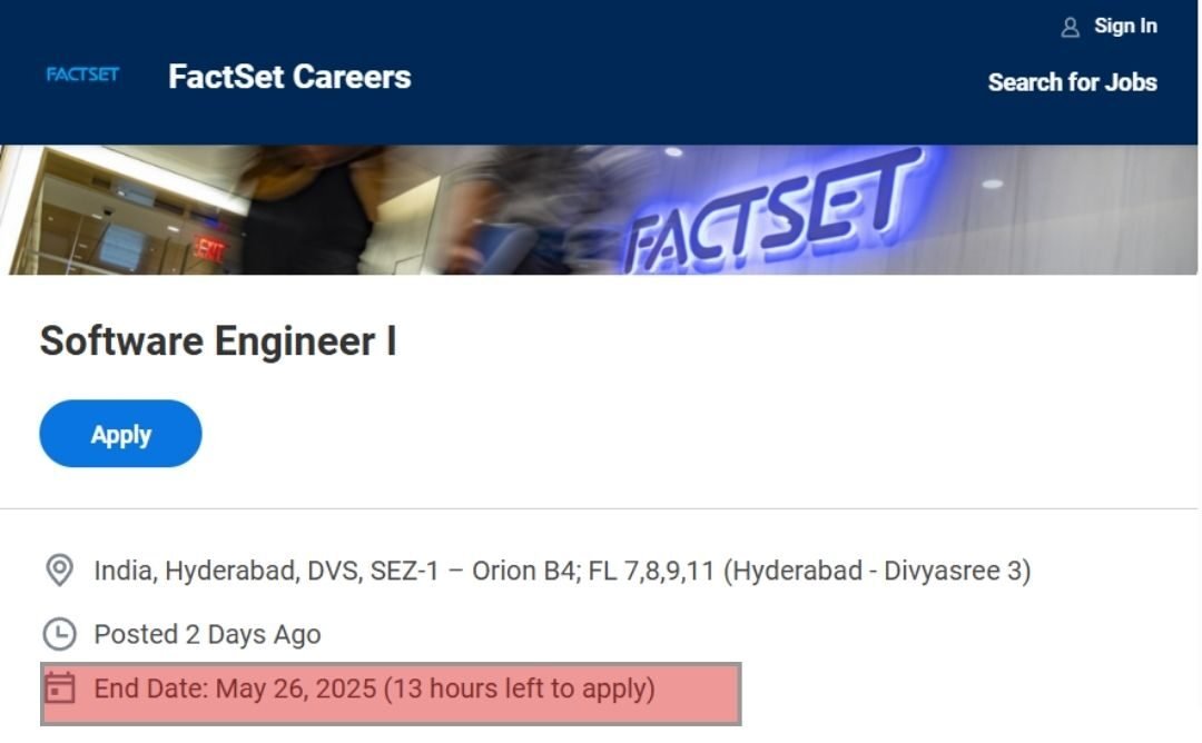 FactSet Off-campus Drive 2025 hiring Software Engineer