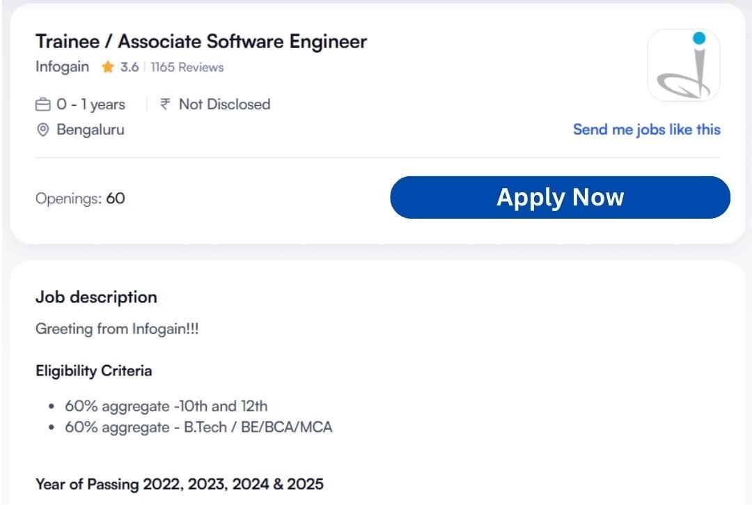 Infogain Mass Hiring 2025 For Associate Software Engineer