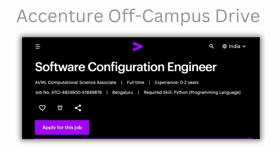 Accenture Off-campus Drive 2025 hiring Software Configuration Engineer