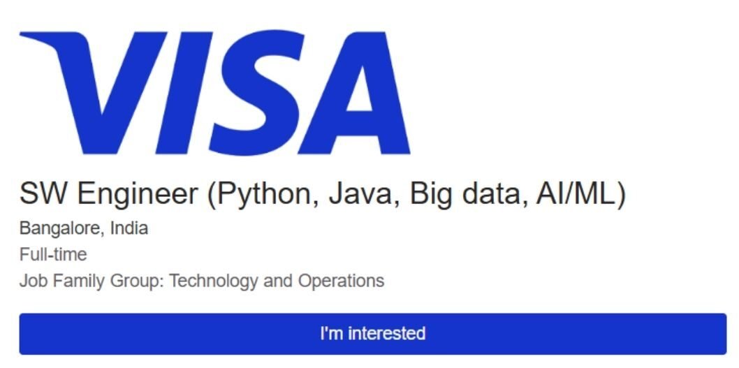 VISA Off-campus Drive 2025 hiring Software Engineer | Bachelor's Degree
