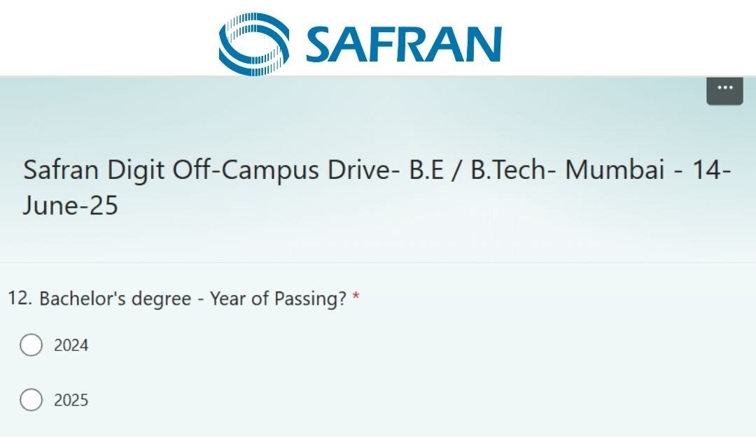 Safran Digit Off-campus Drive 2025 hiring Software Engineer