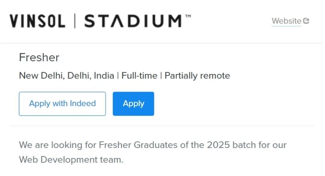 Vinsol Stadium Recruitment 2025 hiring Software Engineer | Bachelor's Degree