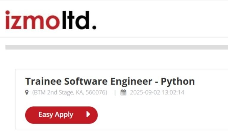 Izmotld Off-campus Drive 2025 hiring Trainee Software Engineer - Python ...