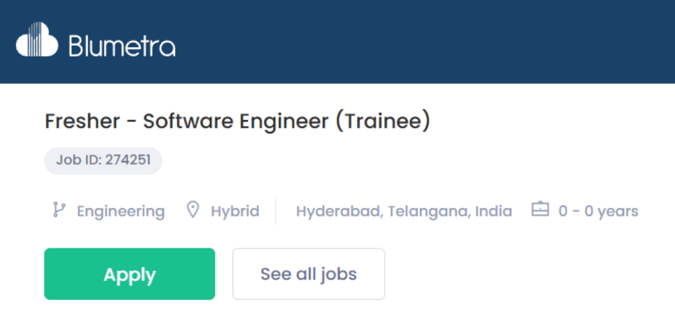 Blumetra Off-Campus Drive 2025 hiring Fresher
