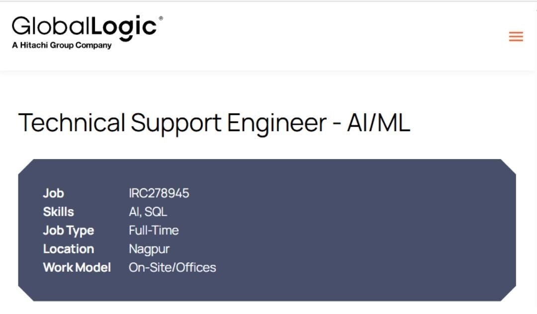 GlobalLogic Off-campus Drive 2025 hiring Technical Support Engineer | BE/B-Tech