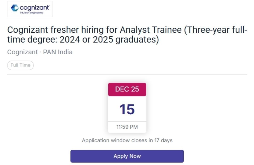 Cognizant Bulk Hiring Drive 2025