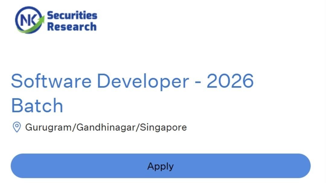 Securities Research Off-campus Drive 2026 hiring Software Developer | BE/B-Tech