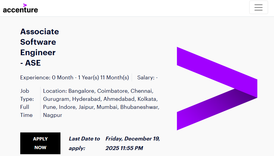 Accenture Off-campus Drive 2025